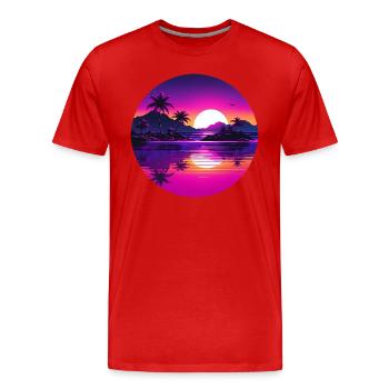 Island Beach Sunset Summertime Beach Vacation - Men's Premium Organic T-Shirt - red - Front - Damien (186cm)