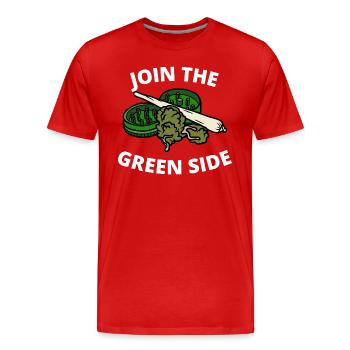 Join the green side Stoner Shirt - Men's Premium Organic T-Shirt - red - Front - Damien (186cm)