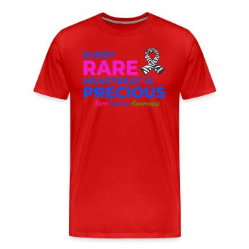 Kostbare Herzschläge Bewusstsein für seltene Krankheiten - Männer Premium Bio T-Shirt - Rot - Vorne - Damien (186cm)