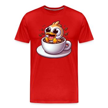 Oiseau poussin buveur de café caféine choc - T-shirt bio Premium Homme - rouge - Devant - Damien (186cm)