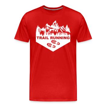 Trail Run Ultra Running Berg Trekking Laufen - Männer Premium Bio T-Shirt - Rot - Vorne - Damien (186cm)