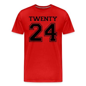 2024 - Männer Premium Bio T-Shirt - Rot - Vorne - Damien (186cm)