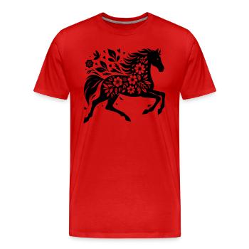 Horse Silhouette Flowers - Men's Premium Organic T-Shirt - red - Front - Damien (186cm)