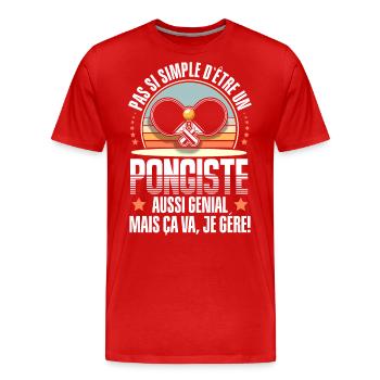 Tischtennis - Männer Premium Bio T-Shirt - Rot - Vorne - Damien (186cm)