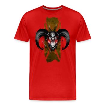 Dämonenkopf mit Hörnern und leuchtend roten Augen - Männer Premium Bio T-Shirt - Rot - Vorne - Damien (186cm)