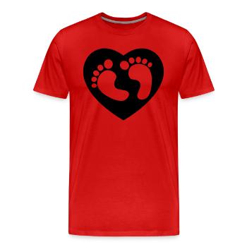 Pieds de bébé Coeur - T-shirt bio Premium Homme - rouge - Devant - Damien (186cm)