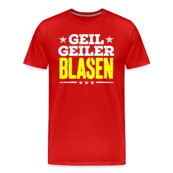 blasen - geil - Männer Premium Bio T-Shirt - Rot - Vorne - Damien (186cm)