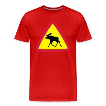 Elk warning 3clr - Men's Premium Organic T-Shirt - red - Front - Damien (186cm)