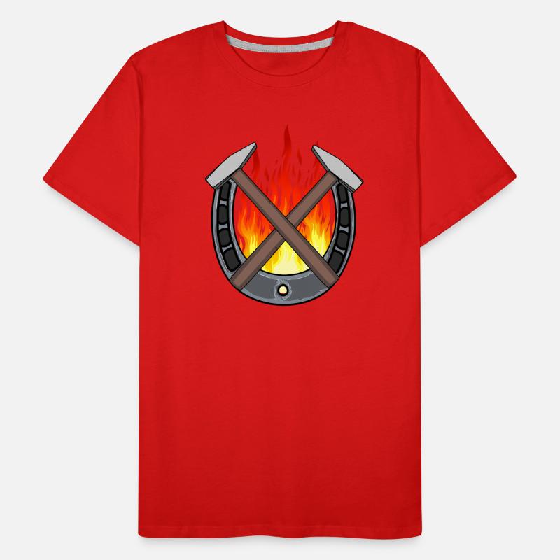 Fer à cheval Professions Forgeron Maréchal-ferrant Commerce Ardent T-shirt bio Premium Homme