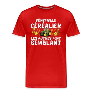 Cadeau Homme Veritable Cerealier Humour Paysan - T-shirt bio Premium Homme - rouge - Devant - Damien (186cm)