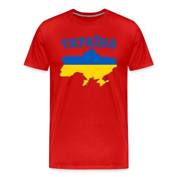 Ukraine Flagge YKPAIHA - Männer Premium Bio T-Shirt - Rot - Vorne - Damien (186cm)