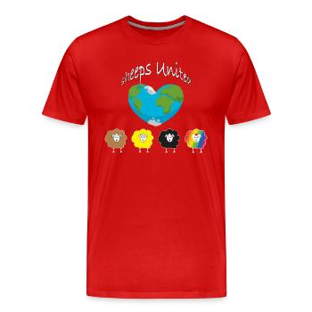 Schafe der Welt vereinigt euch! Die Welt ein Herz. - Männer Premium Bio T-Shirt - Rot - Vorne - Damien (186cm)