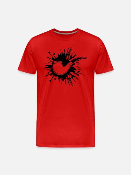 Farbklecks Tabakpfeife Raucher - Männer Premium Bio T-Shirt - Rot