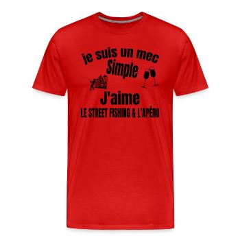 street fishing et apéro - T-shirt bio Premium Homme - rouge - Devant - Damien (186cm)