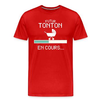 Futur Tonton Annoncer Grossesse pour Futur Oncle - Men's Premium Organic T-Shirt - red - Front - Damien (186cm)