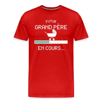 Futur Grand Prère pour Futur Papy Naissance Bébe - Men's Premium Organic T-Shirt - red - Front - Damien (186cm)