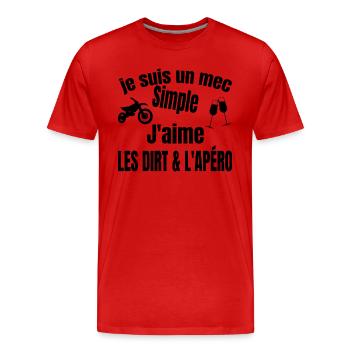 dirt et apéro - T-shirt bio Premium Homme - rouge - Devant - Damien (186cm)
