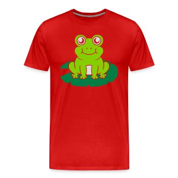 Niedlicher Frosch sitzt Seerose - Männer Premium Bio T-Shirt - Rot - Vorne - Damien (186cm)