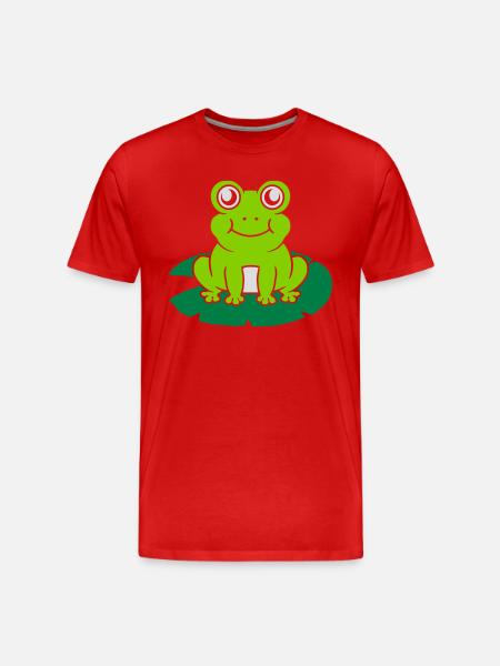 Cute frog sits water lily - Men's Premium Organic T-Shirt - red