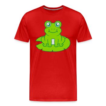 Frosch sitzt Seerose Seeblatt - Männer Premium Bio T-Shirt - Rot - Vorne - Damien (186cm)