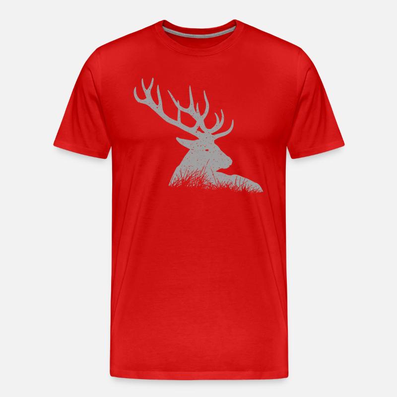 Hirsch - Männer Premium Bio T-Shirt - Rot