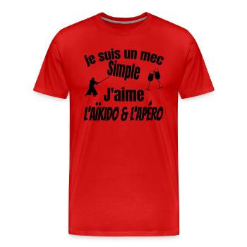 aïkido et apéro - T-shirt bio Premium Homme - rouge - Devant - Damien (186cm)