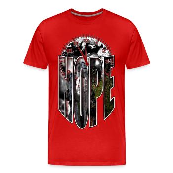 Hope Clock 5 à 12 arbres Nature Climat Environnement - T-shirt bio Premium Homme - rouge - Devant - Damien (186cm)