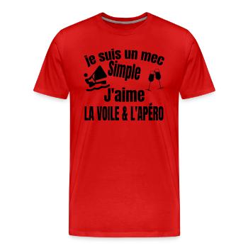 voile et apéro - T-shirt bio Premium Homme - rouge - Devant - Damien (186cm)