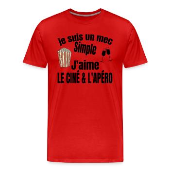 ciné et apéro - T-shirt bio Premium Homme - rouge - Devant - Damien (186cm)