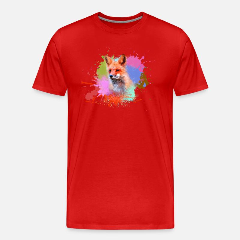 fuchs ,Graffiti, Malerei,fuchs ,aquarell - Männer Premium Bio T-Shirt - Rot
