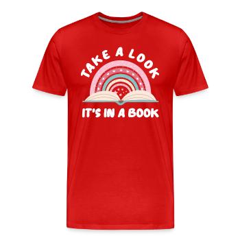 Livres Lecture Lecture Rat de bibliothèque Rat de bibliothèque Accro de bibliothèque - T-shirt bio Premium Homme - rouge - Devant - Damien (186cm)