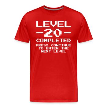 20 Birthday Gamer Level 20 complete Vintage - Men's Premium Organic T-Shirt - red - Front - Damien (186cm)