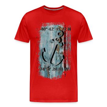 Anker mit Koordinaten - Männer Premium Bio T-Shirt - Rot - Vorne - Damien (186cm)
