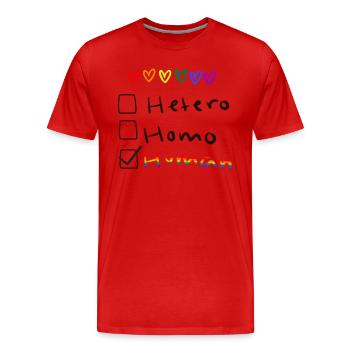 Égalité - T-shirt bio Premium Homme - rouge - Devant - Damien (186cm)