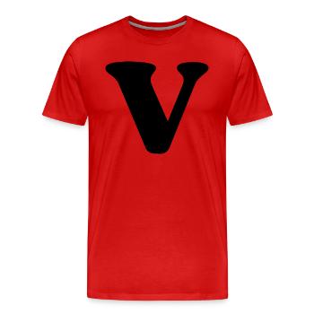 Lettre v - T-shirt bio Premium Homme - rouge - Devant - Damien (186cm)
