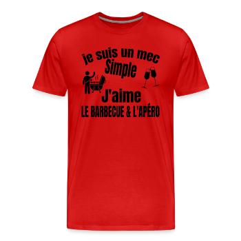 barbecue et apéro - T-shirt bio Premium Homme - rouge - Devant - Damien (186cm)