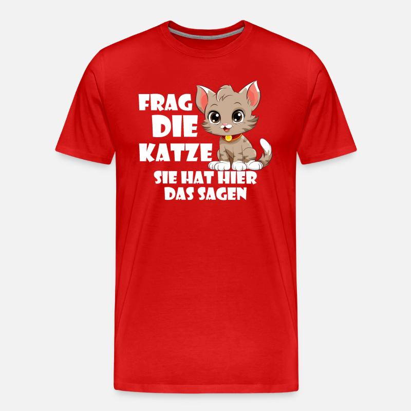 Frag die Katze - Männer Premium Bio T-Shirt - Rot