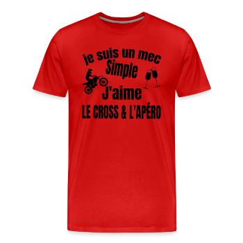 cross et apéro - T-shirt bio Premium Homme - rouge - Devant - Damien (186cm)