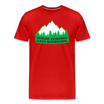 mehr Wandern, weniger Arbeiten - Männer Premium Bio T-Shirt - Rot - Vorne - Damien (186cm)