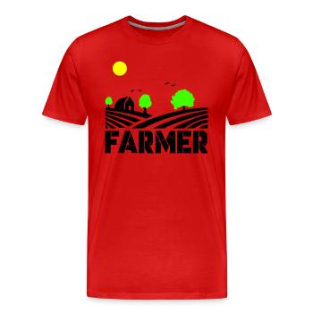 farmer - Men's Premium Organic T-Shirt - red - Front - Damien (186cm)