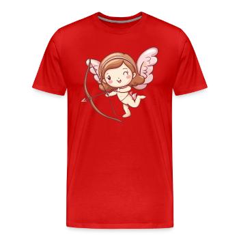 Ange arc et flèche Cupidon Saint-Valentin - T-shirt bio Premium Homme - rouge - Devant - Damien (186cm)