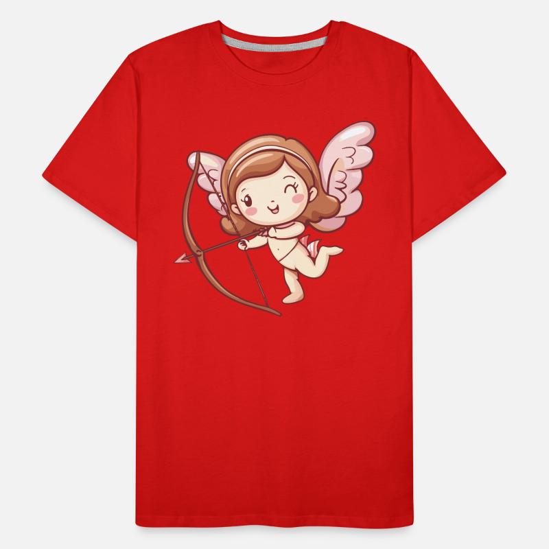 Ange arc et flèche Cupidon Saint-Valentin T-shirt bio Premium Homme