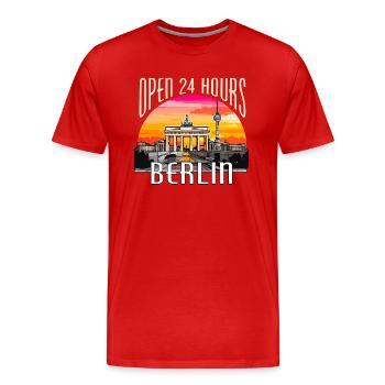 Berlin - 24 Stunden offen - Männer Premium Bio T-Shirt - Rot - Vorne - Damien (186cm)