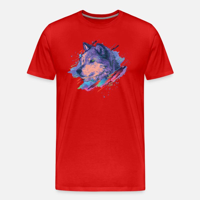 Wolf Splash - Männer Premium Bio T-Shirt - Rot