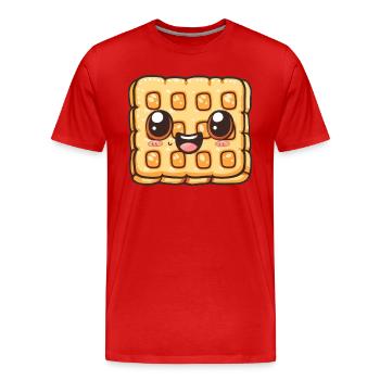 Niedlicher Kawaii-Waffel mit strahlendem Lächeln - Männer Premium Bio T-Shirt - Rot - Vorne - Damien (186cm)