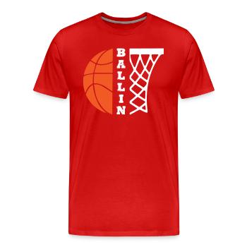 Ballin Basket-ball - T-shirt bio Premium Homme - rouge - Devant - Damien (186cm)