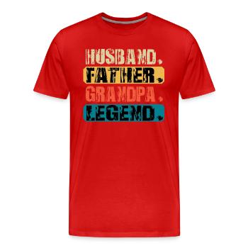 Vintage Mari Père Grand-père LÉGENDE - T-shirt bio Premium Homme - rouge - Devant - Damien (186cm)