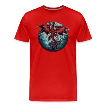 Planet Drache Drachen - Männer Premium Bio T-Shirt - Rot - Vorne - Damien (186cm)