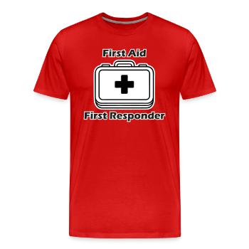 Medizinische Geräte - "Erste Hilfe, Ersthelfer" - Männer Premium Bio T-Shirt - Rot - Vorne - Damien (186cm)