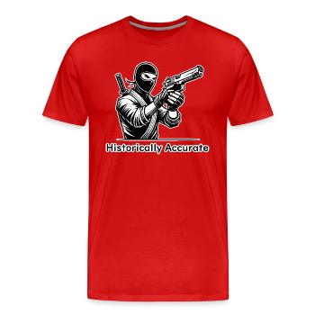 Ninja Assassin avec une arme à feu - Historiquement exact - T-shirt bio Premium Homme - rouge - Devant - Damien (186cm)